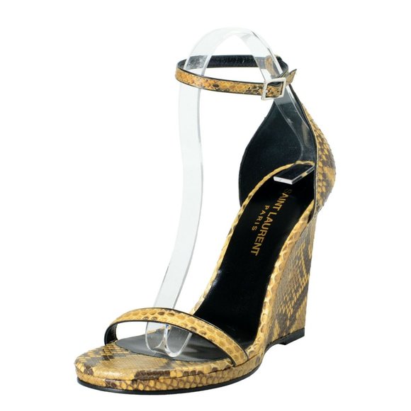 Saint Laurent Women's Python Skin Wedges Sandals - Picture 1 of 8